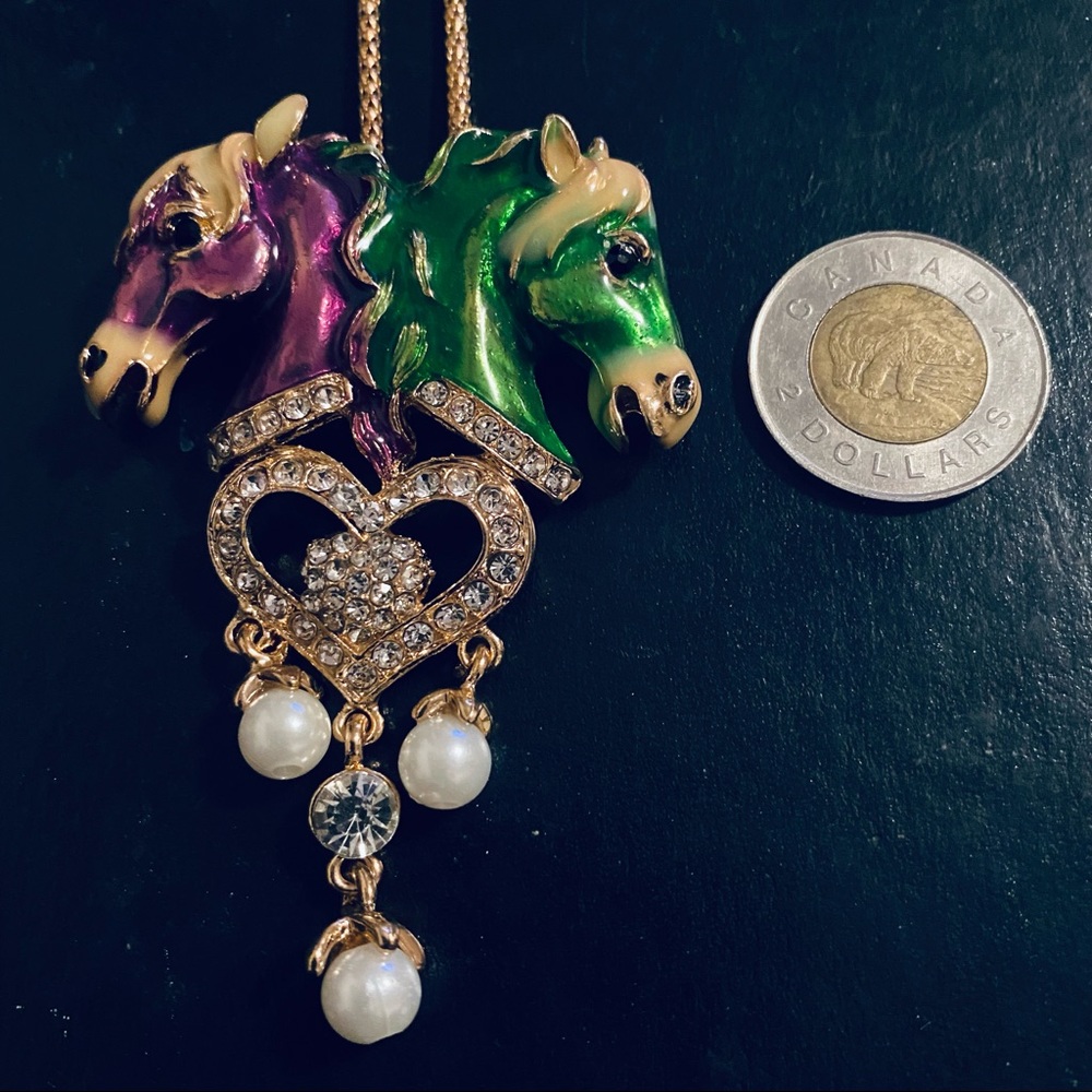 Betsey Johnson Style Two Horse Necklace